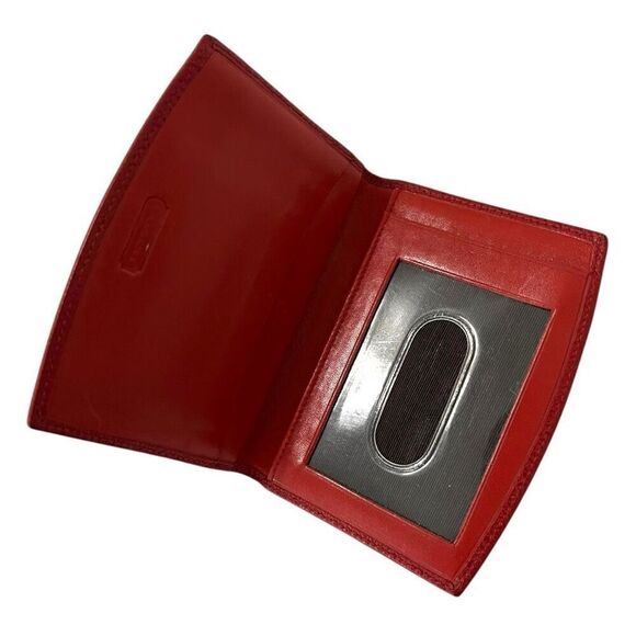 Coach Women's Pebble Grain Genuine Leather Compact Bifold Wallet Red One Size - Picture 4 of 4